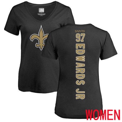 New Orleans Saints Black Women Mario Edwards Jr Backer Slim Fit NFL Football #97 T Shirt